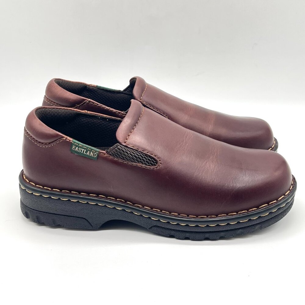 7W 7 WIDE WIDTH Eastland Womens Newport Brown Leather Slip On Loafers Shoes‎
